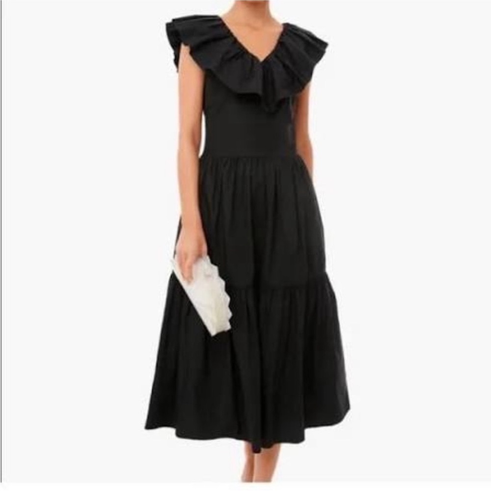 Tuckernuck Pomander Place sz xs Poplin Jo Tiered Midi Ruffle Dress Pockets